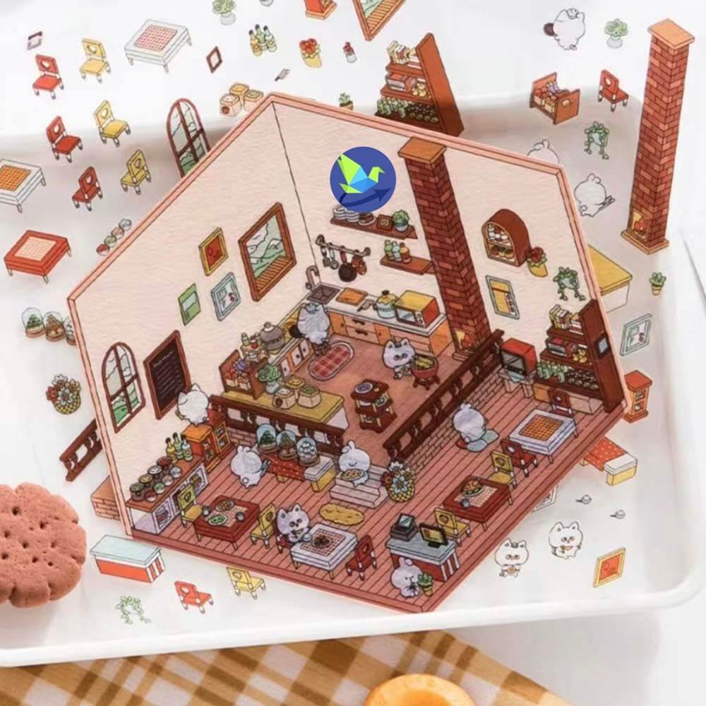 Animal Small Business DIY 3D Scene Stickers 4 Cute Miniature Scenes(S)