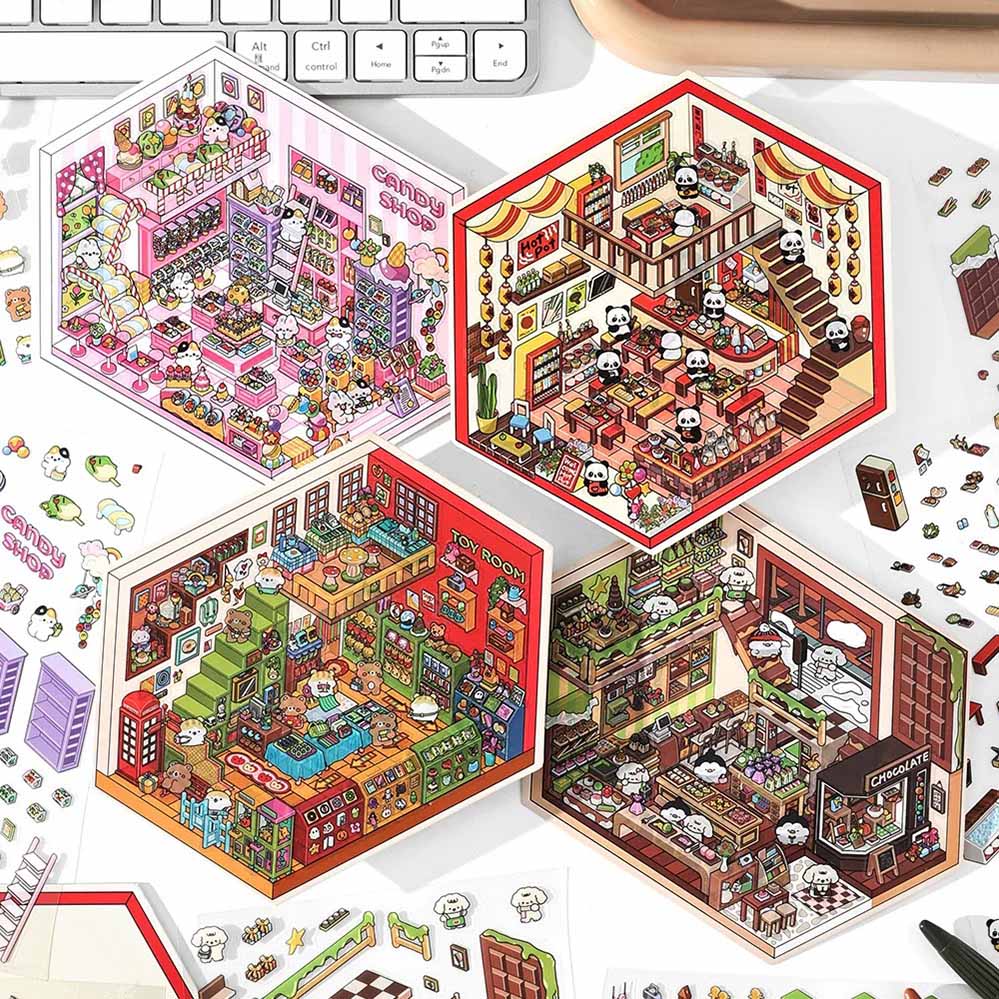 Chocolate Workshop DIY 3D Scene Stickers 4 Cute Miniature Scenes(S)