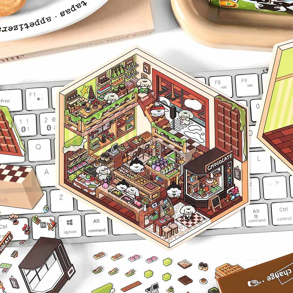 Chocolate Workshop DIY 3D Scene Stickers 4 Cute Miniature Scenes(S)