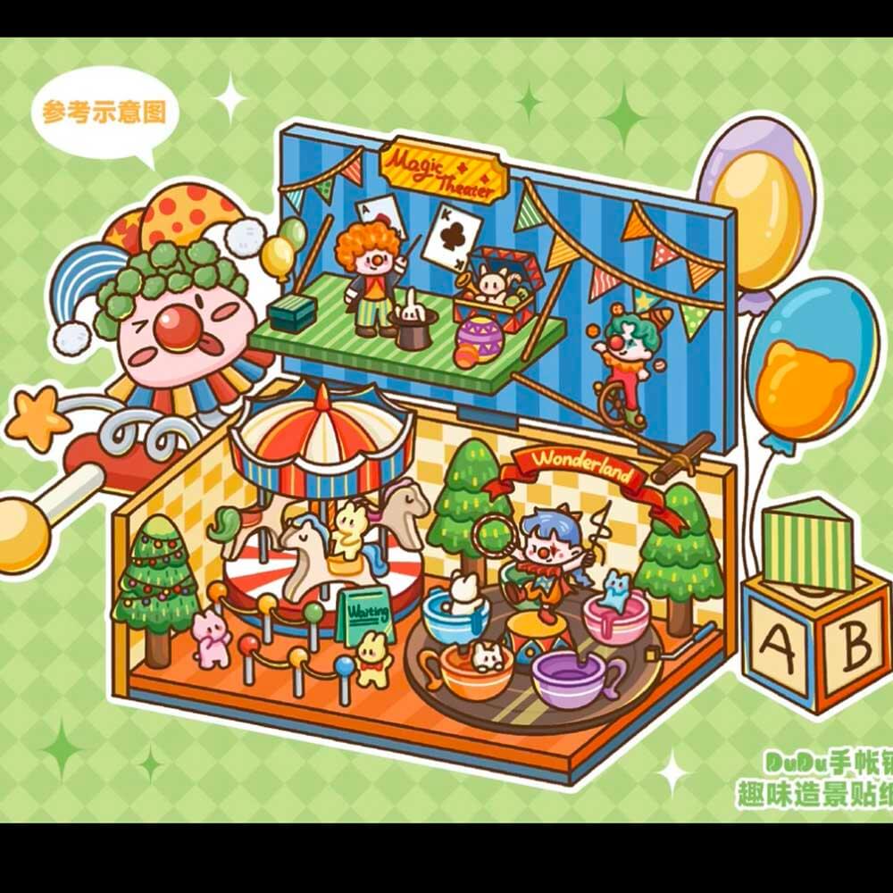 Dodo Illusion Series Scene Stickers 5 Cute Miniature Scenes(S)