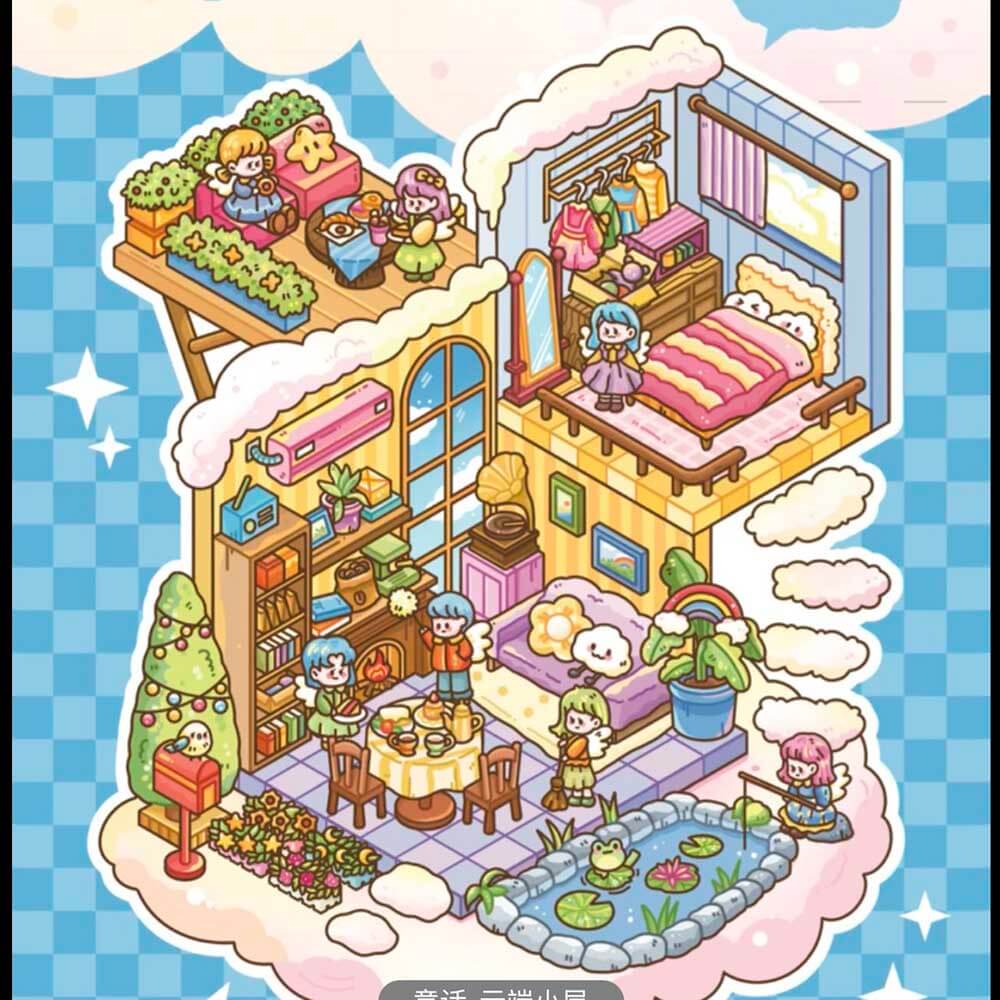 Dodo Illusion Series Scene Stickers 5 Cute Miniature Scenes(S)