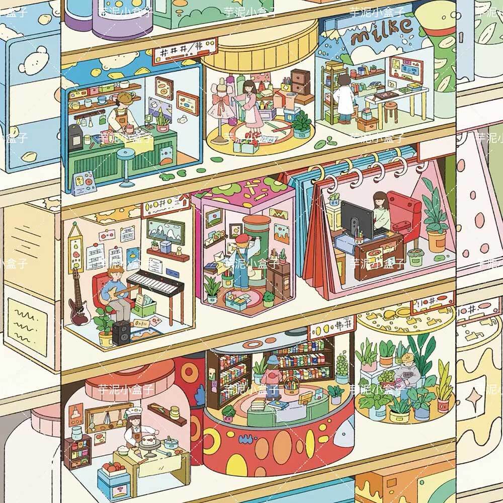 Girl's Niche DIY 3D Scene Stickers 4 Cute Miniature Scenes(L)