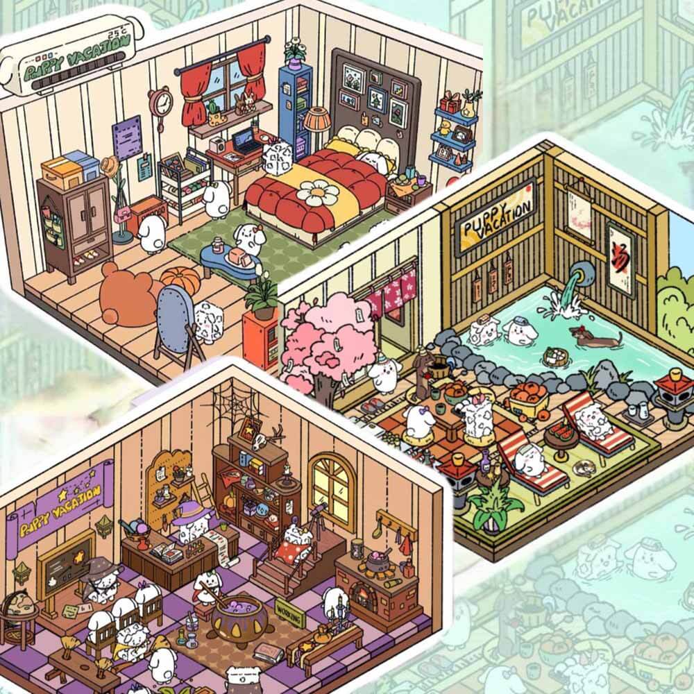 Cute Fat Puppy 2.0 Sticker Scenes 6 lovely miniature scenes