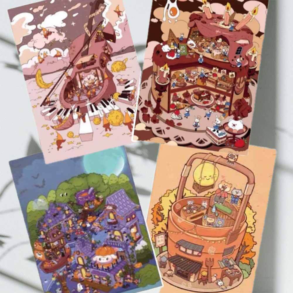 Fantasy Bliss DIY 3D Scene Stickers 4 Cute Miniature Scenes(L)