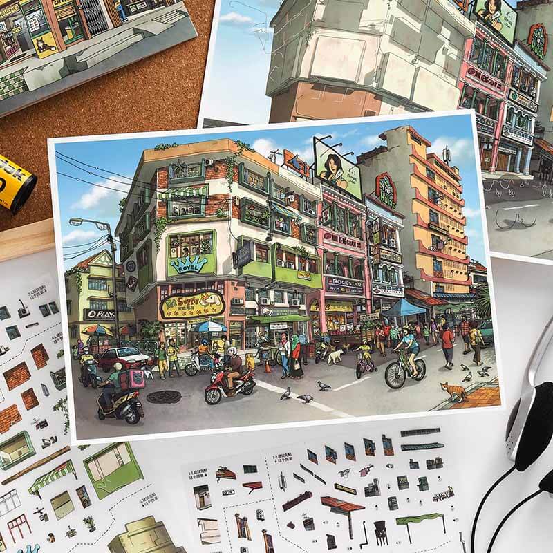 Indigo Wandering DIY 3D Scene Stickers With Guide Lines(L)
