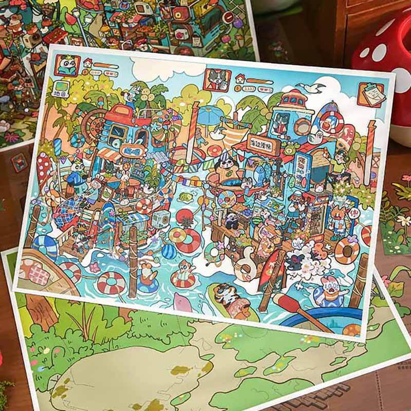 Inner Journey DIY 3D Scene Stickers 3 Cute Scenes(XL)