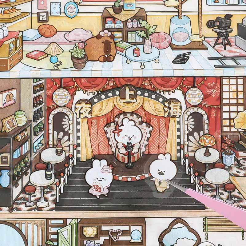 Interactive Theatre DIY 3D Scene Sticker 2 Cute Miniature Scenes(L)