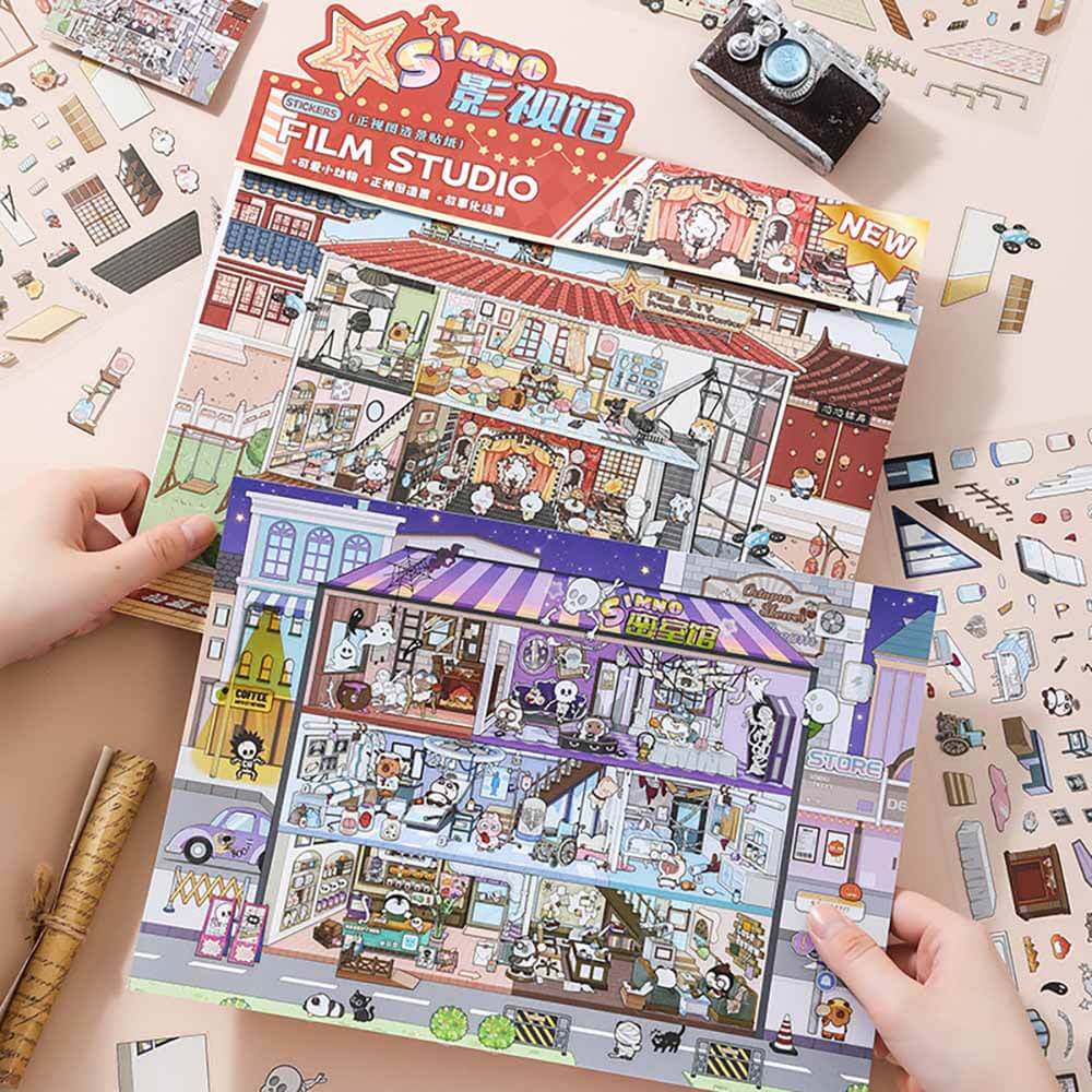 Interactive Theatre DIY 3D Scene Sticker 2 Cute Miniature Scenes(L)