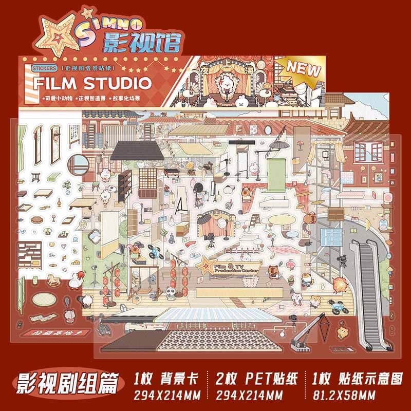 Interactive Theatre DIY 3D Scene Sticker 2 Cute Miniature Scenes(L)