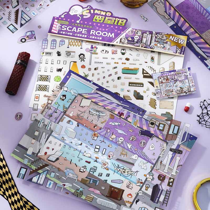 Interactive Theatre DIY 3D Scene Sticker 2 Cute Miniature Scenes(L)