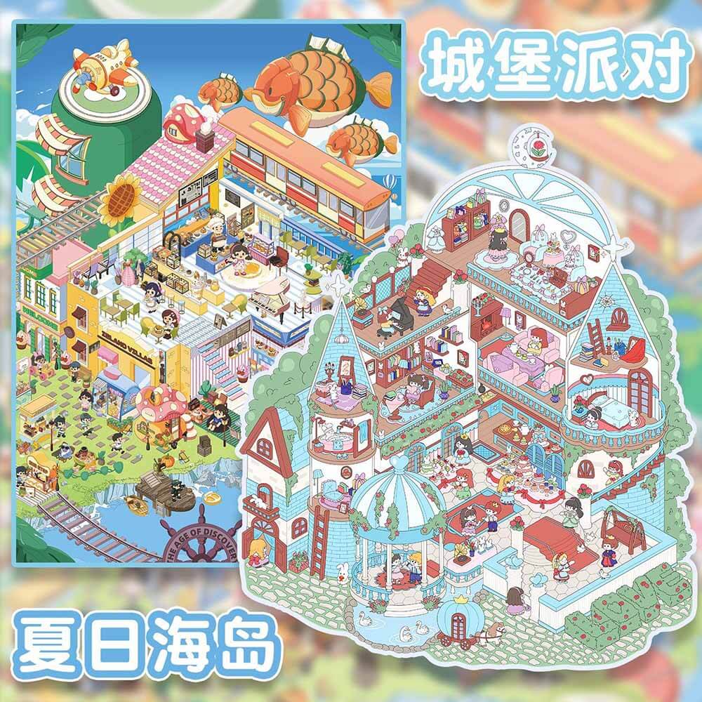 Island Elegance DIY 3D Scene Stickers 2 Cute Miniature Scenes(L)