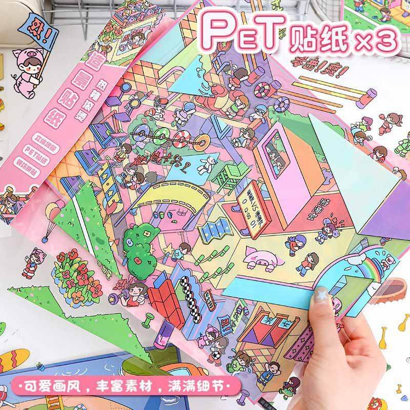 Island Hopping DIY 3D Scene Stickers 2 Cute Miniature Scenes(L)