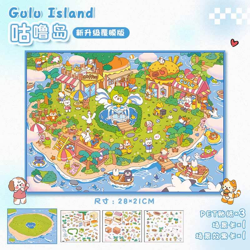 Island Hopping DIY 3D Scene Stickers 2 Cute Miniature Scenes(L)