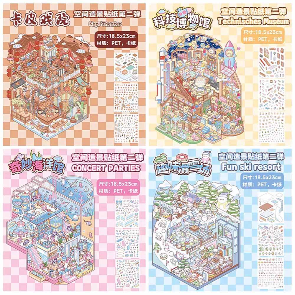 World Space DIY 3D Sticker Collection 4 Cute Miniature Scenes(L)
