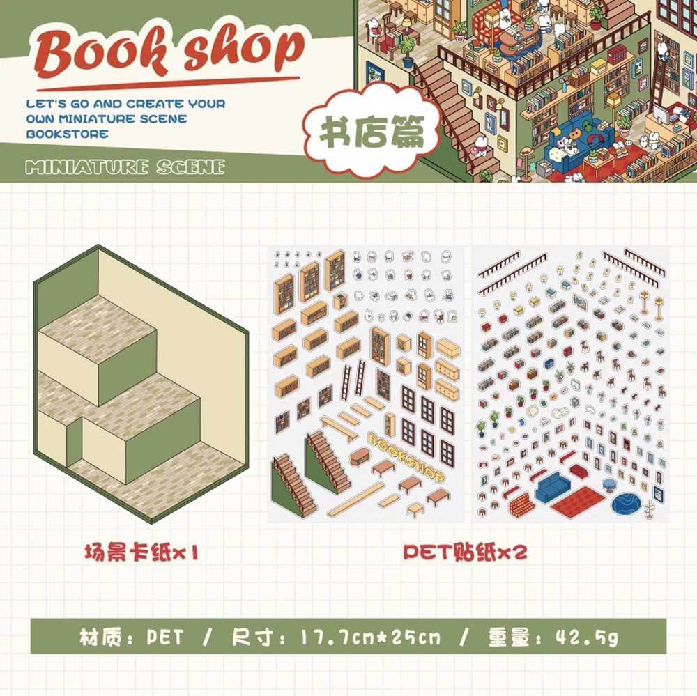 Fantasy World DIY 3D Scene Stickers 4 Cute Miniature Scenes(L)