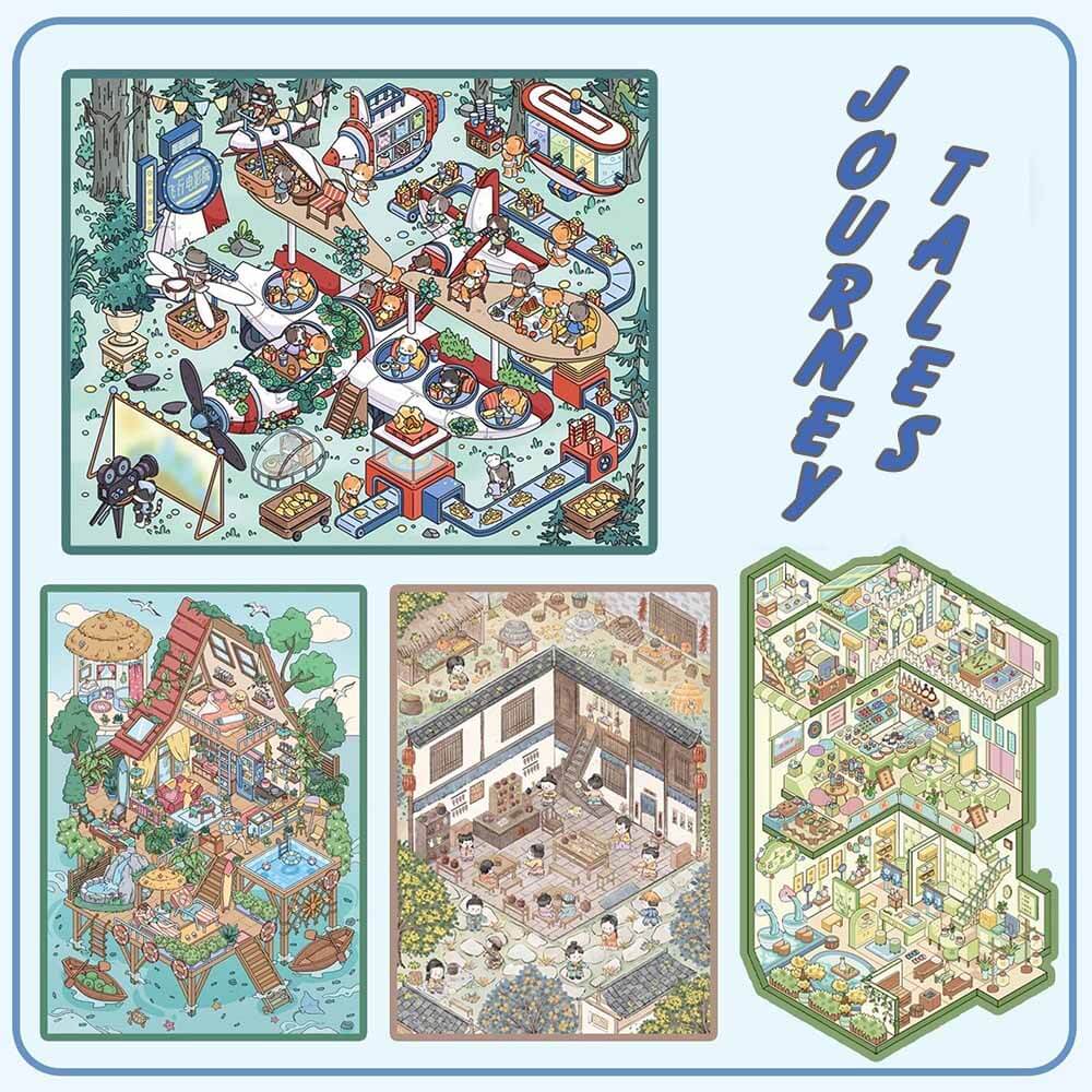 Journey Tales DIY 3D Scene Stickers 4 Cute Miniature Scenes (xL)