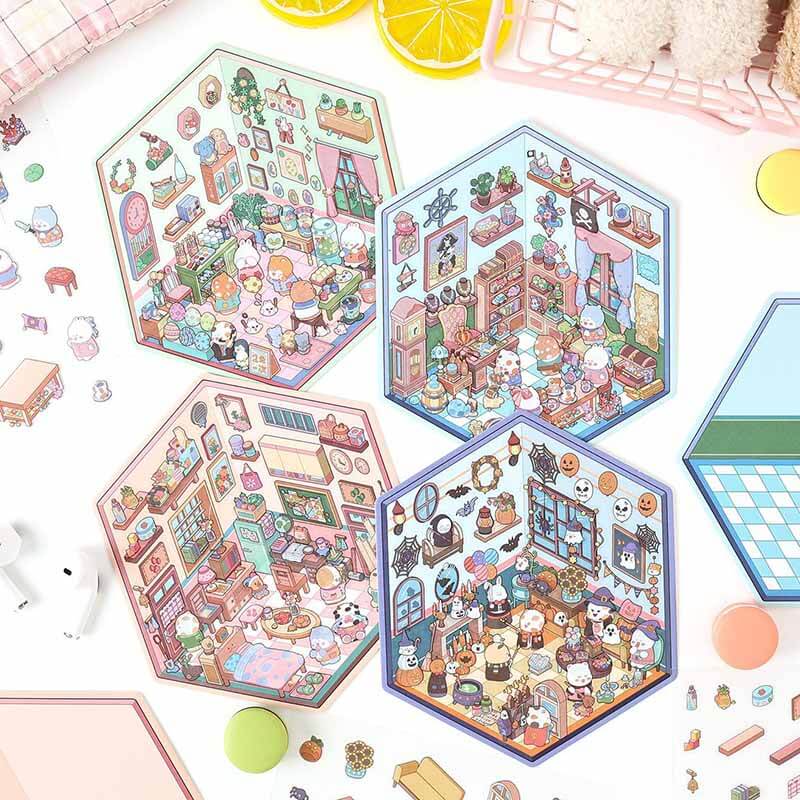 Joy Collection DIY 3D Scene Stickers 4 Cute Miniature Scenes(S)