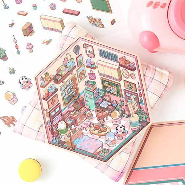 Joy Collection DIY 3D Scene Stickers 4 Cute Miniature Scenes(S)
