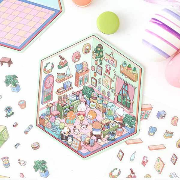 Joy Collection DIY 3D Scene Stickers 4 Cute Miniature Scenes(S)