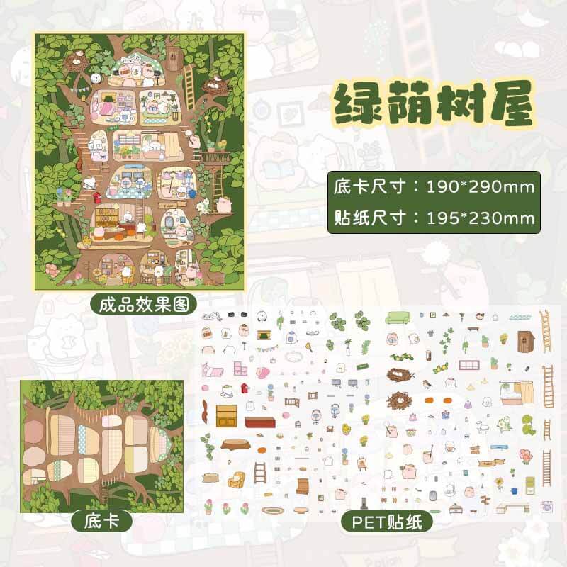 Joyful Hideouts DIY 3D Scene Stickers 4 Cute Miniature Scenes(L)