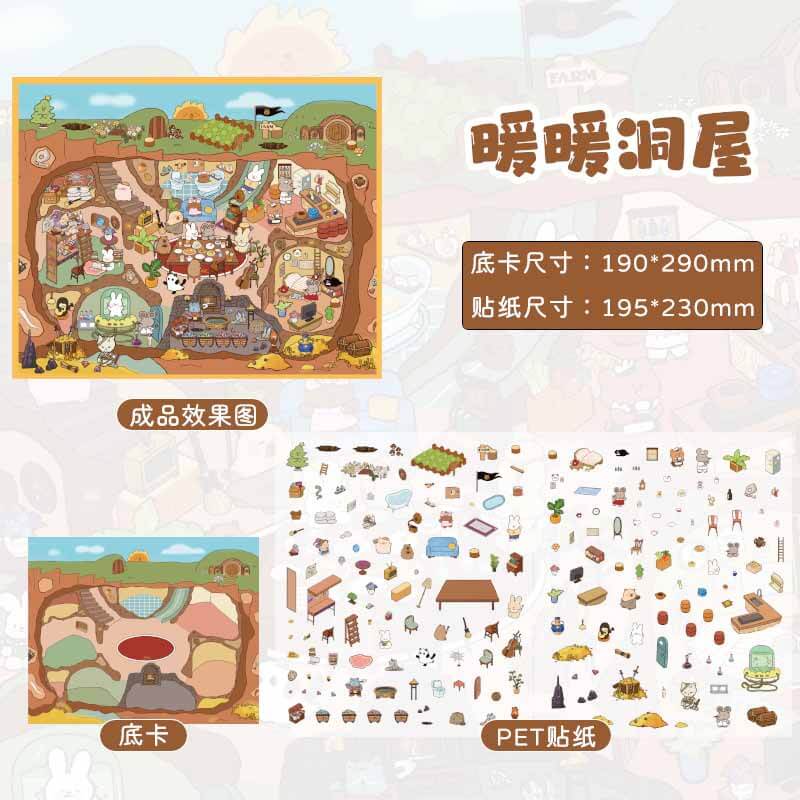 Joyful Hideouts DIY 3D Scene Stickers 4 Cute Miniature Scenes(L)