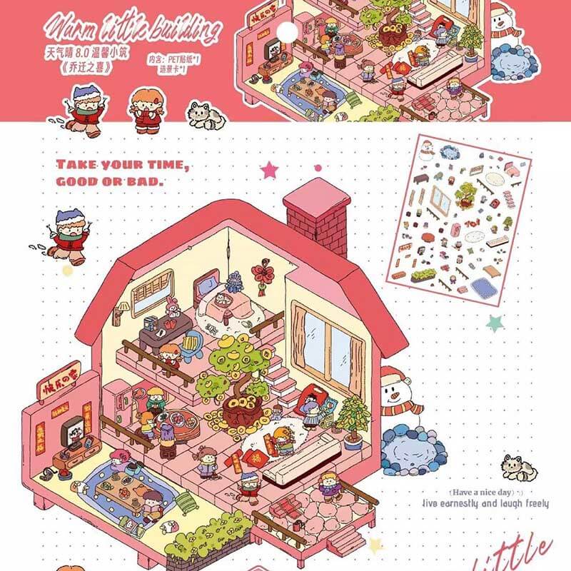 Joyful Home Vibes DIY 3D Scene Stickers 4 Cute Miniature Scenes(L)
