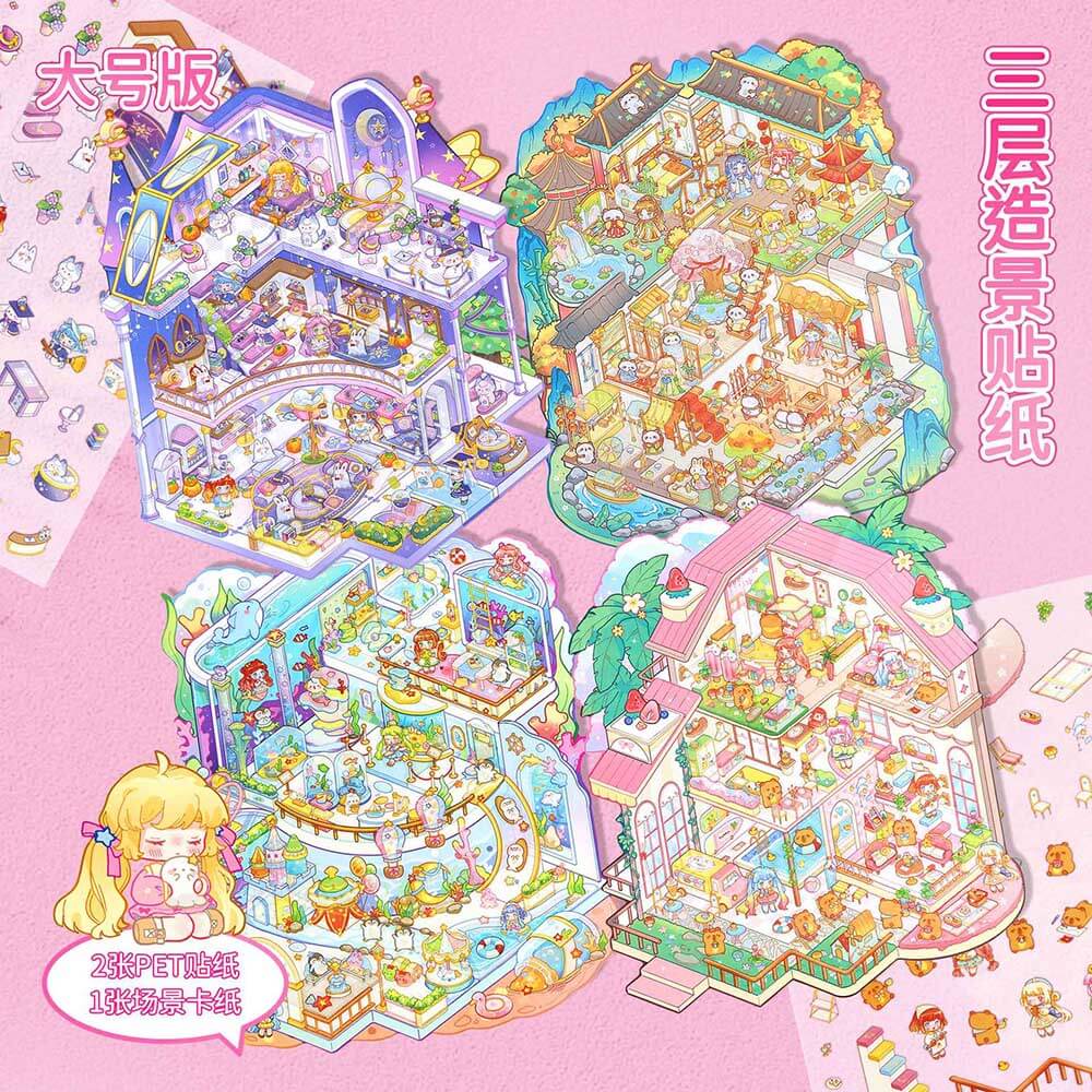 Joyful Journeys DIY 3D Scene Stickers 4 Cute Miniature Scenes(L)