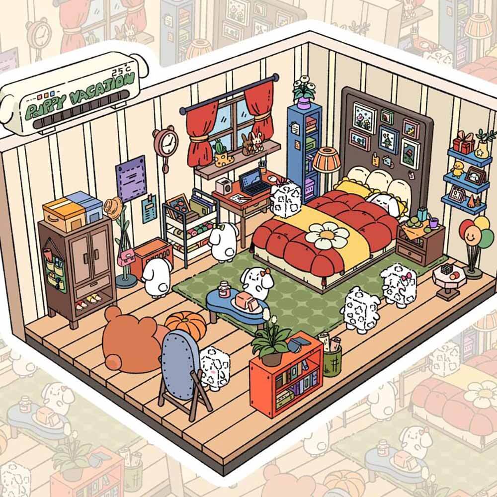 Cute Fat Puppy 2.0 Sticker Scenes 6 lovely miniature scenes(S)