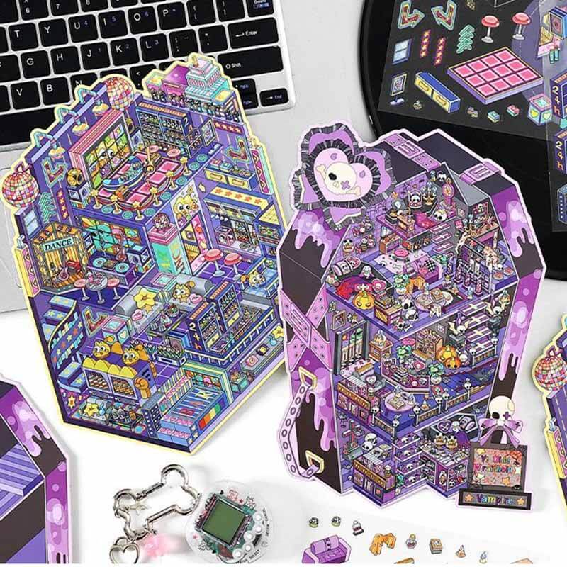 Kitsch City DIY 3D Scene Stickers 4 Cute Miniature Scenes(L)
