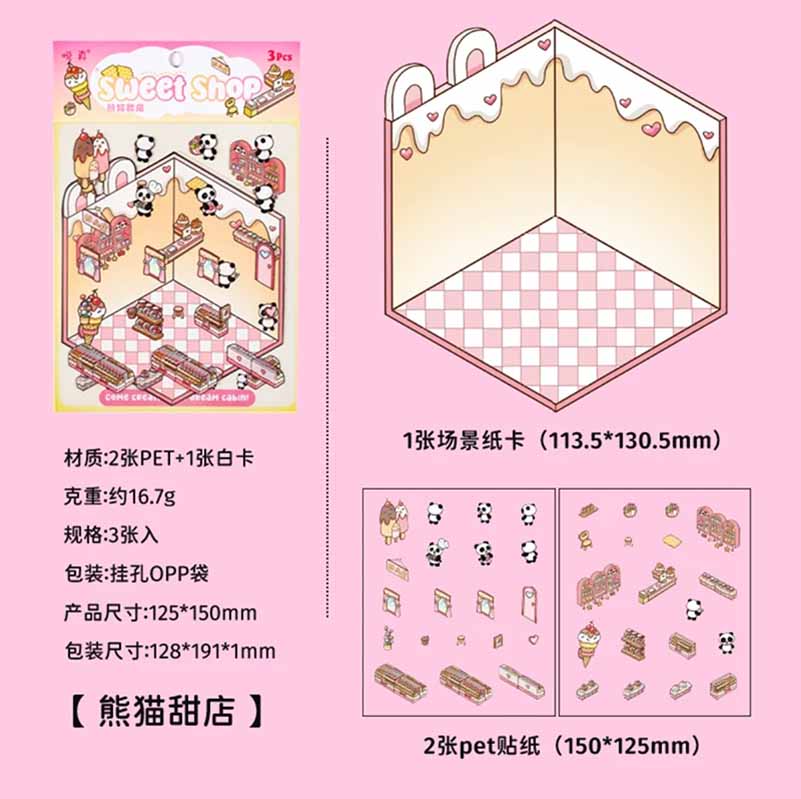 Dream Cottage DIY 3D Scene Stickers 4 Cute Miniature Scenes (S)