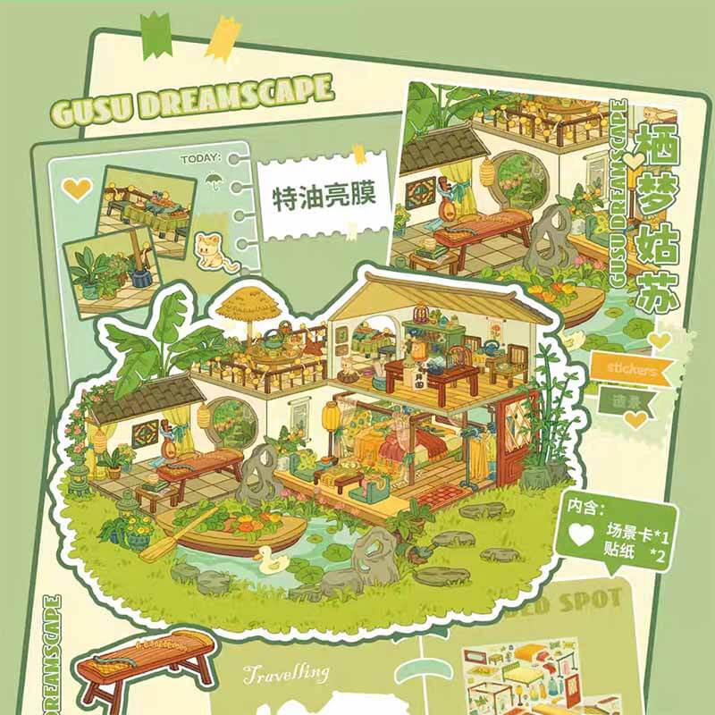 Lakeside Lodge DIY 3D Sticker 4 Cute Miniature Scenes(L)