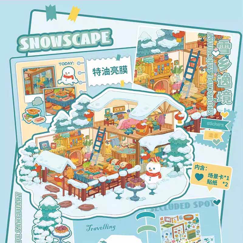 Lakeside Lodge DIY 3D Sticker 4 Cute Miniature Scenes(L)