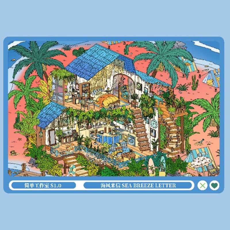Lazy Seaside Days DIY 3D Scene Stickers 4 Cute Scenes(L)