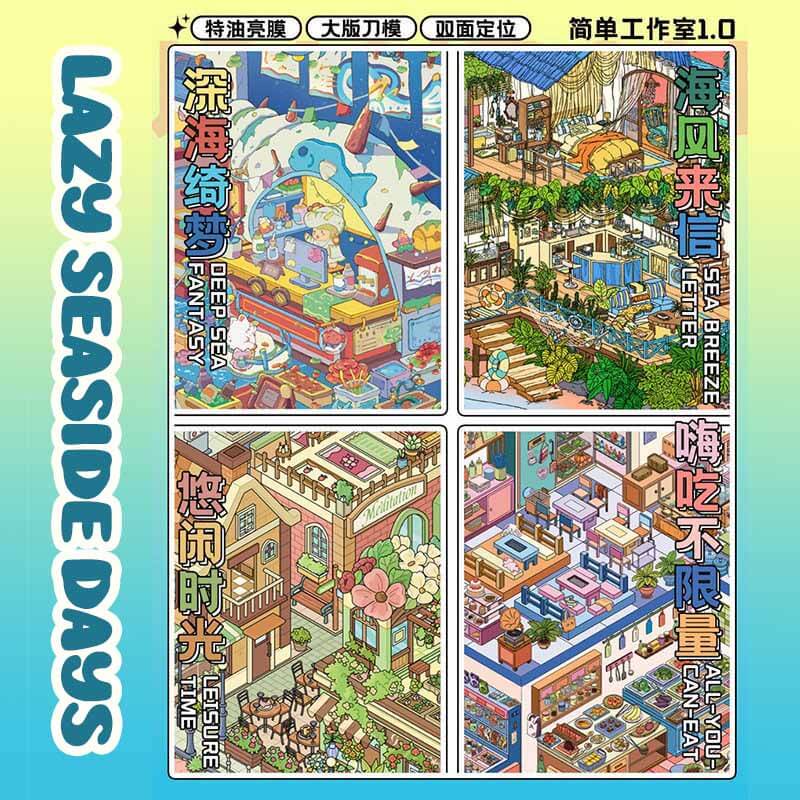 Lazy Seaside Days DIY 3D Scene Stickers 4 Cute Scenes(L)
