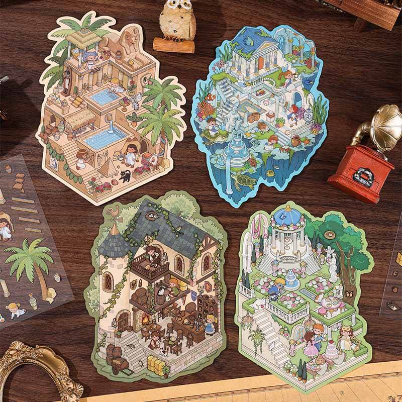 Legends & Civilization DIY 3D Scene Stickers 4 Cute Miniature Scenes(M)