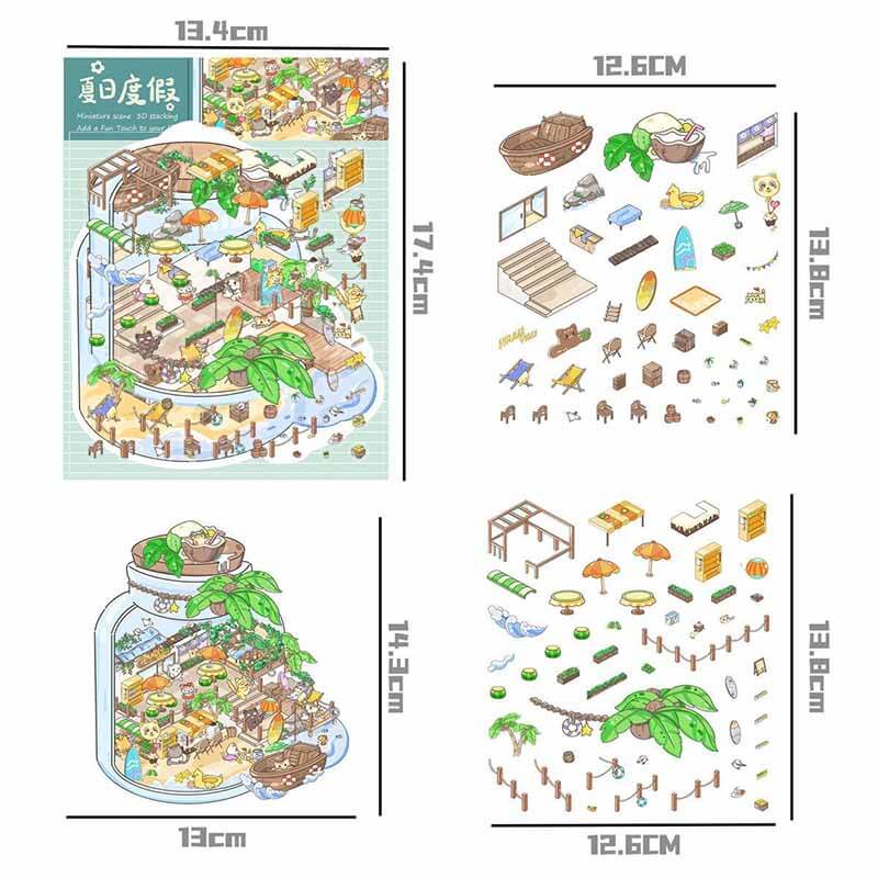 Life Kaleidoscope DIY 3D Scene Stickers 4 Cute Miniature Scenes(S)