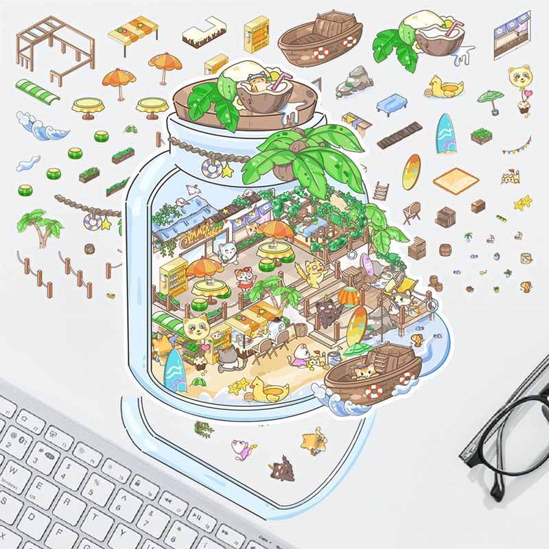Life Kaleidoscope DIY 3D Scene Stickers 4 Cute Miniature Scenes(S)