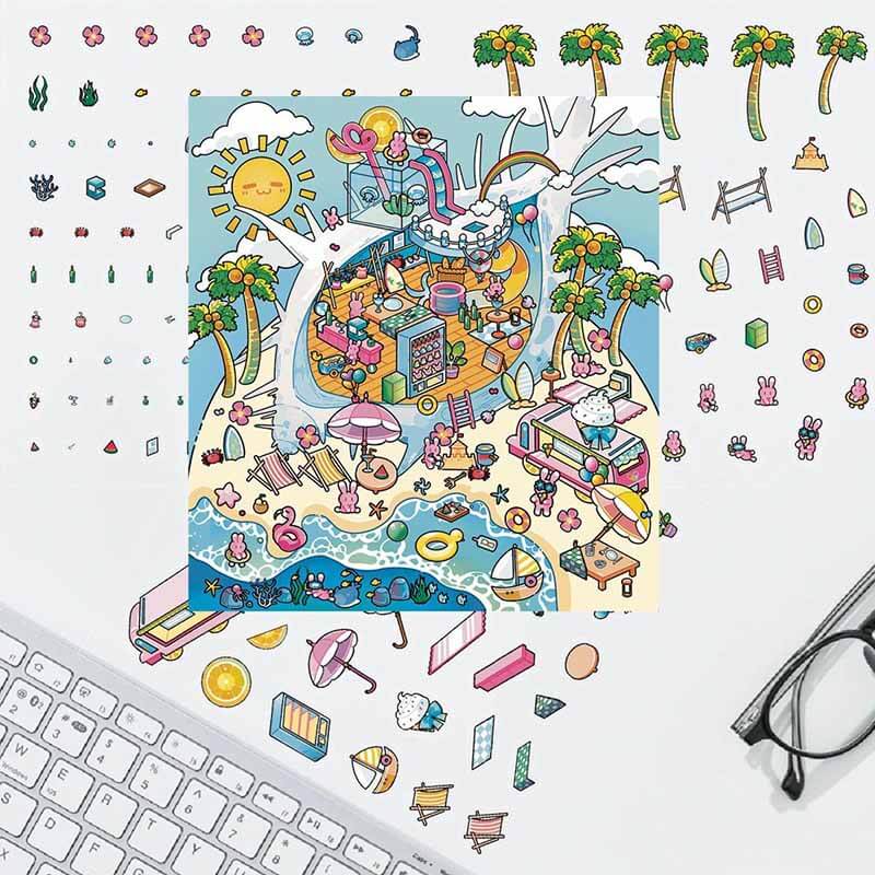 Life Kaleidoscope DIY 3D Scene Stickers 4 Cute Miniature Scenes(S)