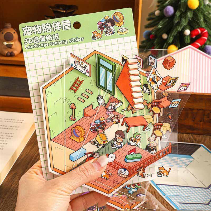 Life Modules DIY 3D Scene Stickers 4 Cute Miniature Scenes(S)