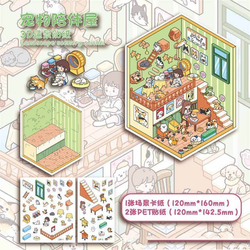 Life Modules DIY 3D Scene Stickers 4 Cute Miniature Scenes(S)