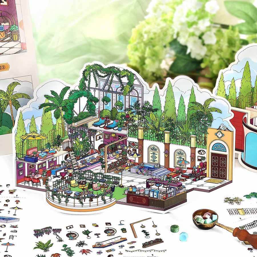 Literati Lounge DIY 3D Scene Stickers 4 Cute Miniature Scenes(L)