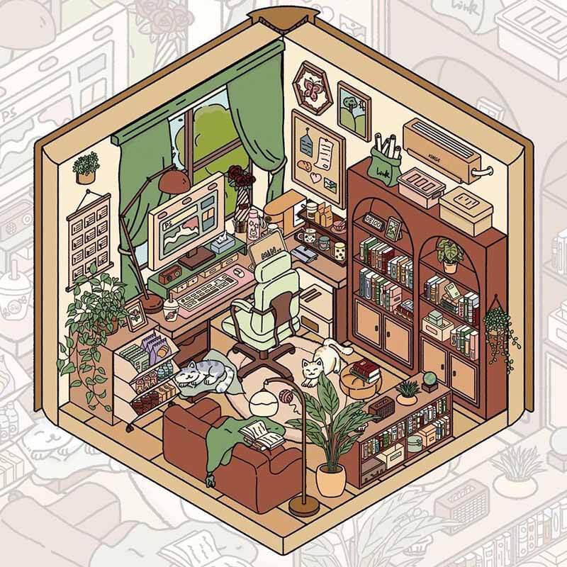 Little Living House DIY 3D Scene Stickers 3 Cute Scenes(S)