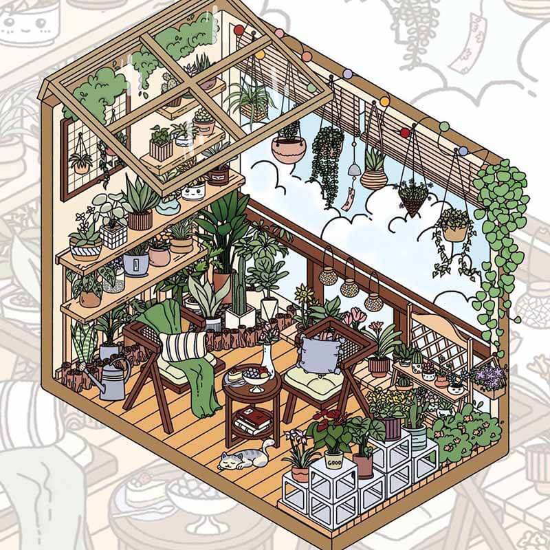 Little Living House DIY 3D Scene Stickers 3 Cute Scenes(S)