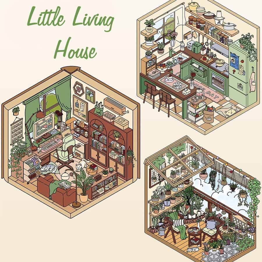 Little Living House DIY 3D Scene Stickers 3 Cute Scenes(S)