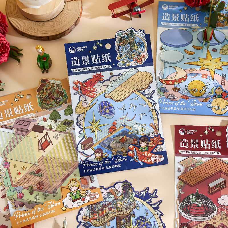 Little Prince Star Trek DIY 3D Scene Stickers 4 Cute Miniature Scenes(M)