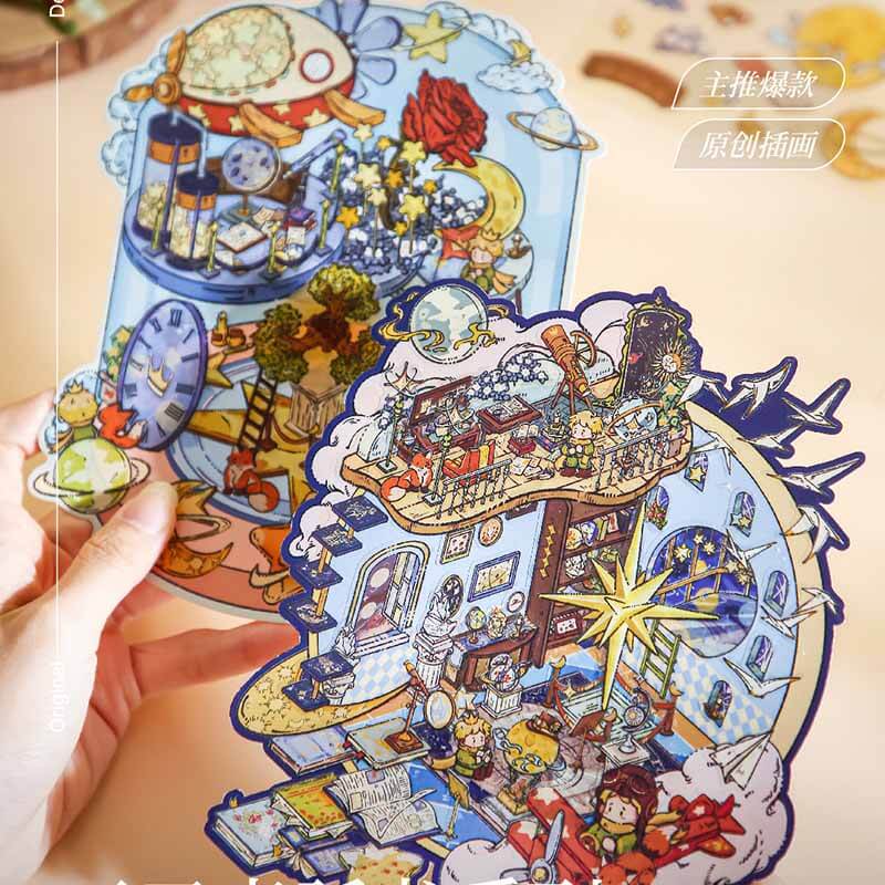 Little Prince Star Trek DIY 3D Scene Stickers 4 Cute Miniature Scenes(M)