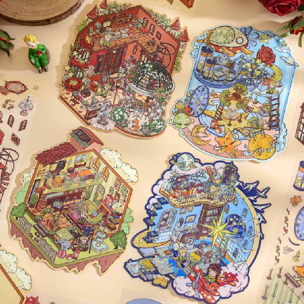 Little Prince Star Trek DIY 3D Scene Stickers 4 Cute Miniature Scenes(M)