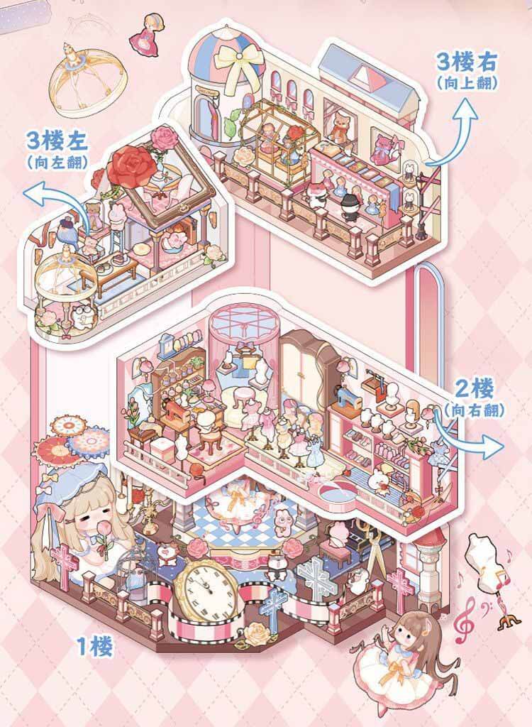 Lolita & Arts DIY 3D Scenes Sticker 2 Cute Miniature Scenes(L)