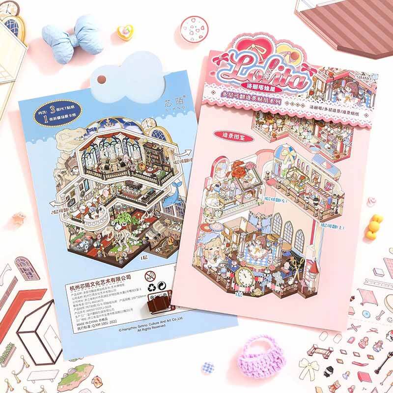 Lolita & Arts DIY 3D Scenes Sticker 2 Cute Miniature Scenes(L)
