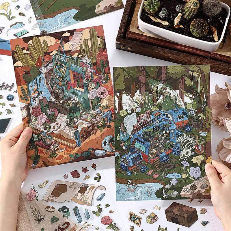 Lost Chapters DIY 3D Scene Stickers 2 Cute Miniature Scenes(L)
